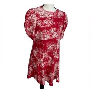Olivaceous Linen Blend Red & White short sleeve Dress - L NWOT